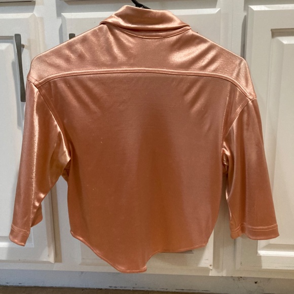 Vintage Todd Oldham 1995 Collection Cropped Salmon/Peach ButtonUp Stretchy Top - Picture 3 of 7
